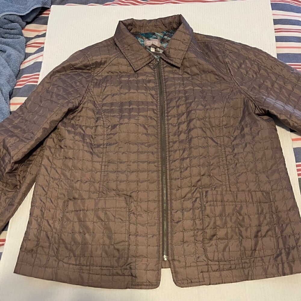 Chico's Lightweight Quilted Jacket Pockets Size 3/Large/16/18 TINY FLAW - Picture 8 of 13